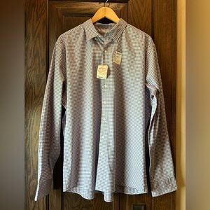 Sonoma Men’s Button-Down Dress Shirt, Pink Clue Checks, NWT, Size XL